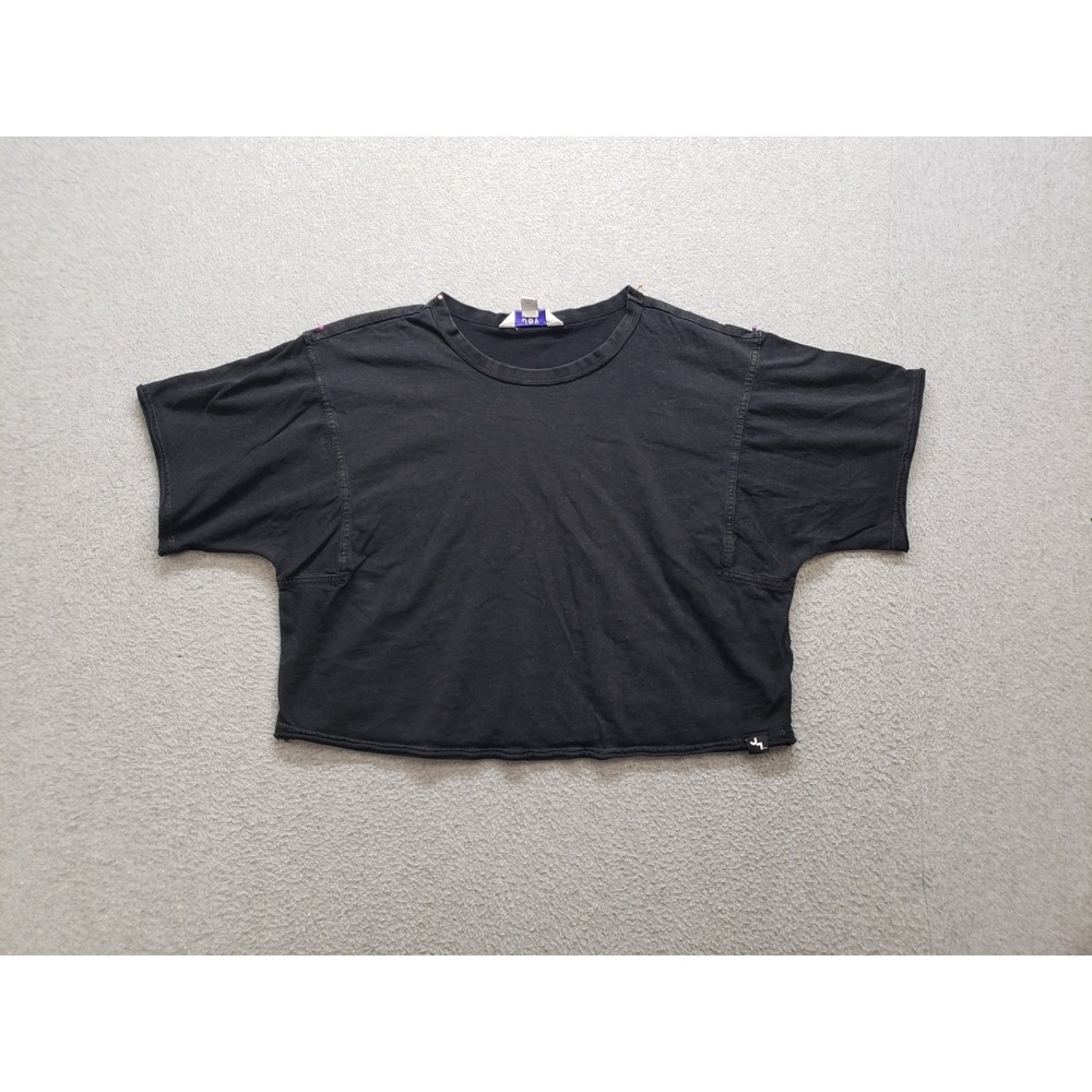 Joy Lab Women Top S Black Crew Neck Short Sleeve Crop Pullover Comfort T Shirt